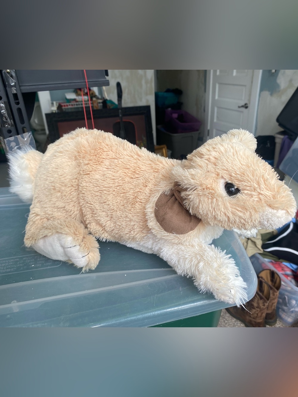 Folkmanis Floppy Bunny Rabbit Hand Puppet 17” Tan White Plush Realistic